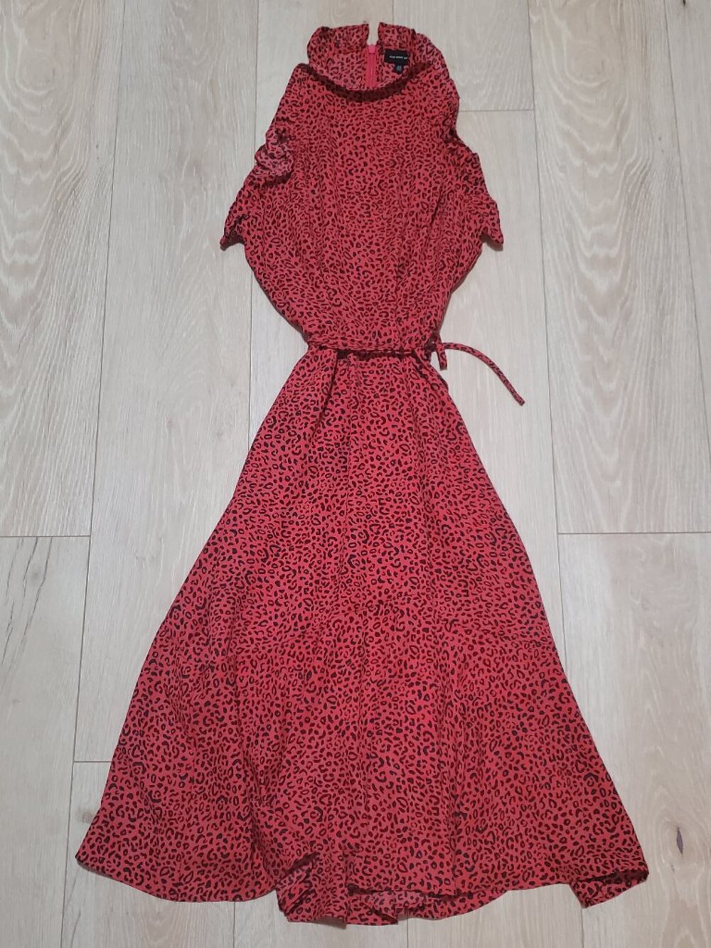 Who What Wear Red Leopard Midi Dress | XS